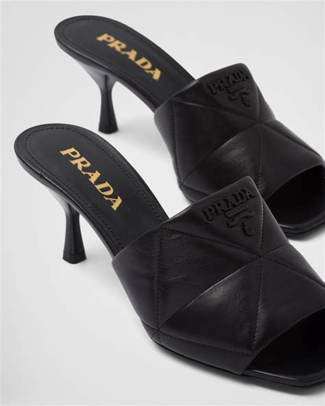 prada quilted nappa leather heeled sandals|Prada shoes for women.